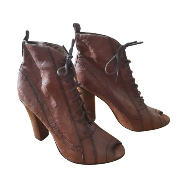 Sam Edelman Venice Womens Brown Lace-Up Granny Peep-Toe Booties Size 7.5 - Picture 10 of 10